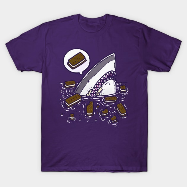 Ice Cream Sandwich Shark T-Shirt by nickv47